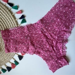 Victoria's Secret The Lacie Cheeky Panty Pink Dahlia Lace Dot XL NEW